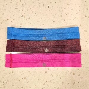Lululemon Headbands Set - Blue, Maroon, Pink